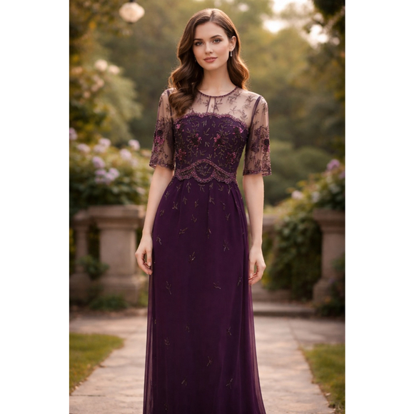 Jovani Dresses & Skirts - Vintage Jovani Purple Beaded Column Gown Dress Size 8